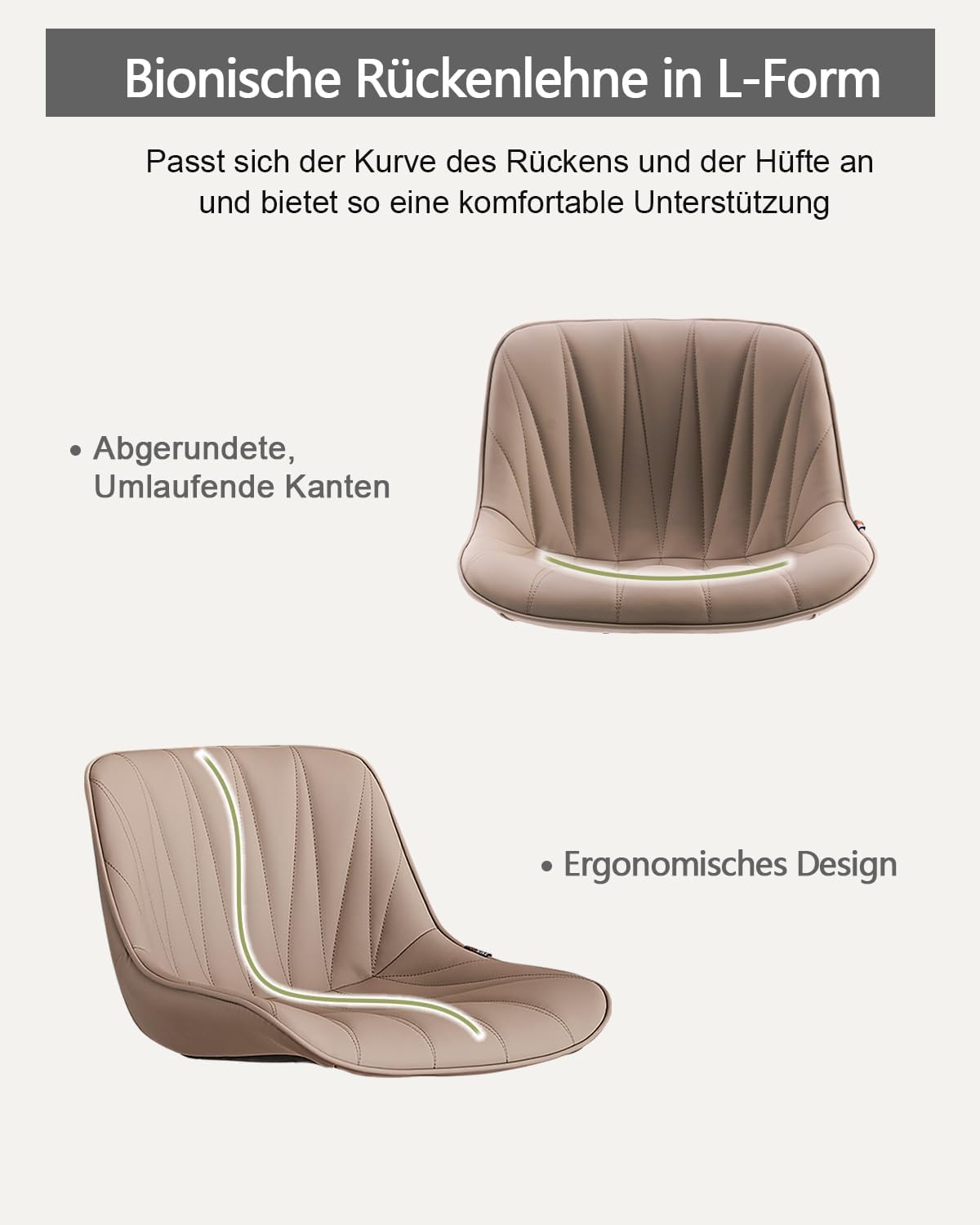 YOUTASTE Barhocker 2er Set Barstuhl Höhenverstellbar, Drehbar mit PU-Leder, Tresenhocker mit Rückenlehne und Fußstütze Sitzhöhe 57cm - 82cm für Küche, Theke, Bar, Khaki