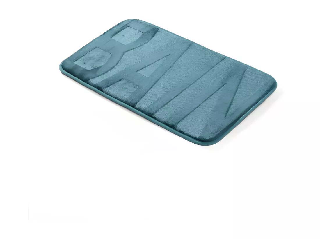Tapis de Bain 45 x 75 cm Bain Bleu/Emeraude - Microfibre Relief