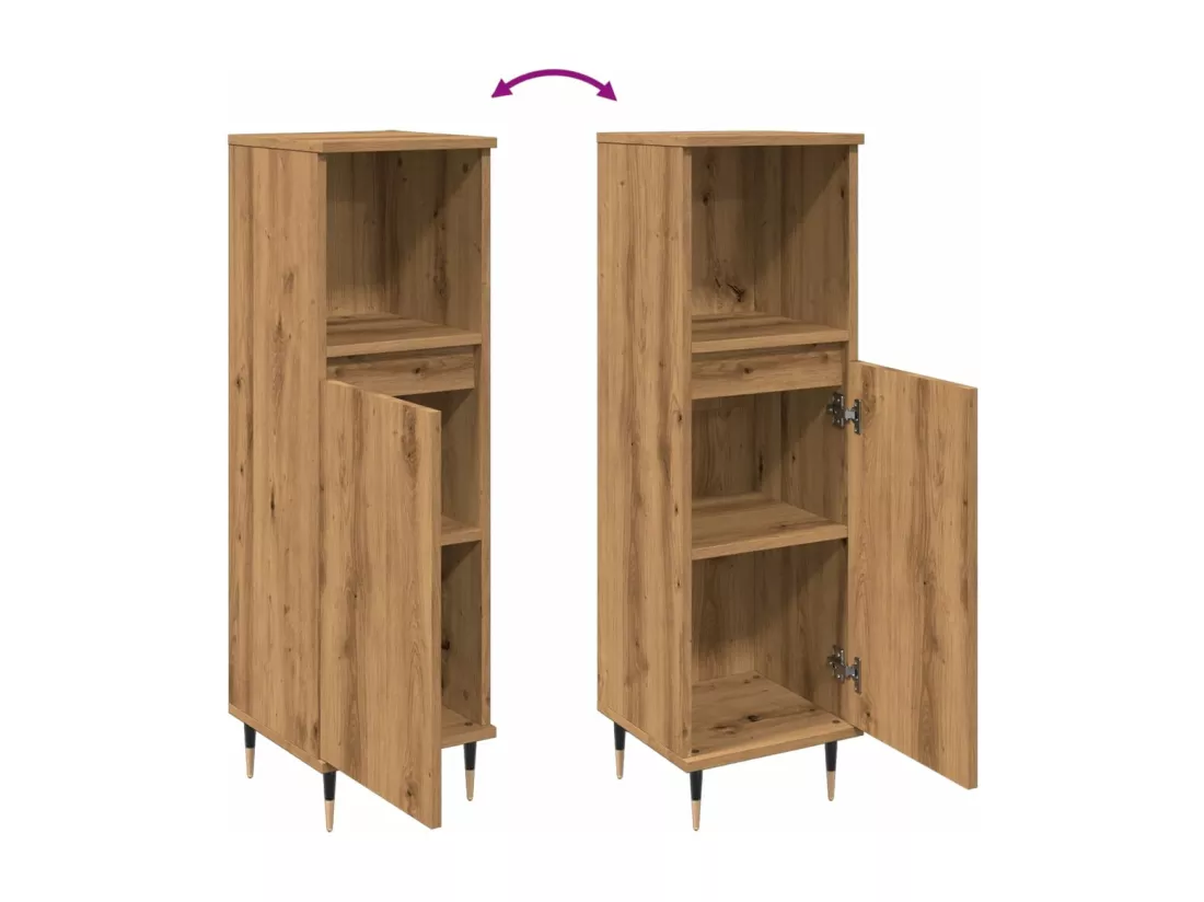 Armoire de salle de bain chêne artisanal 30x30x100 cm