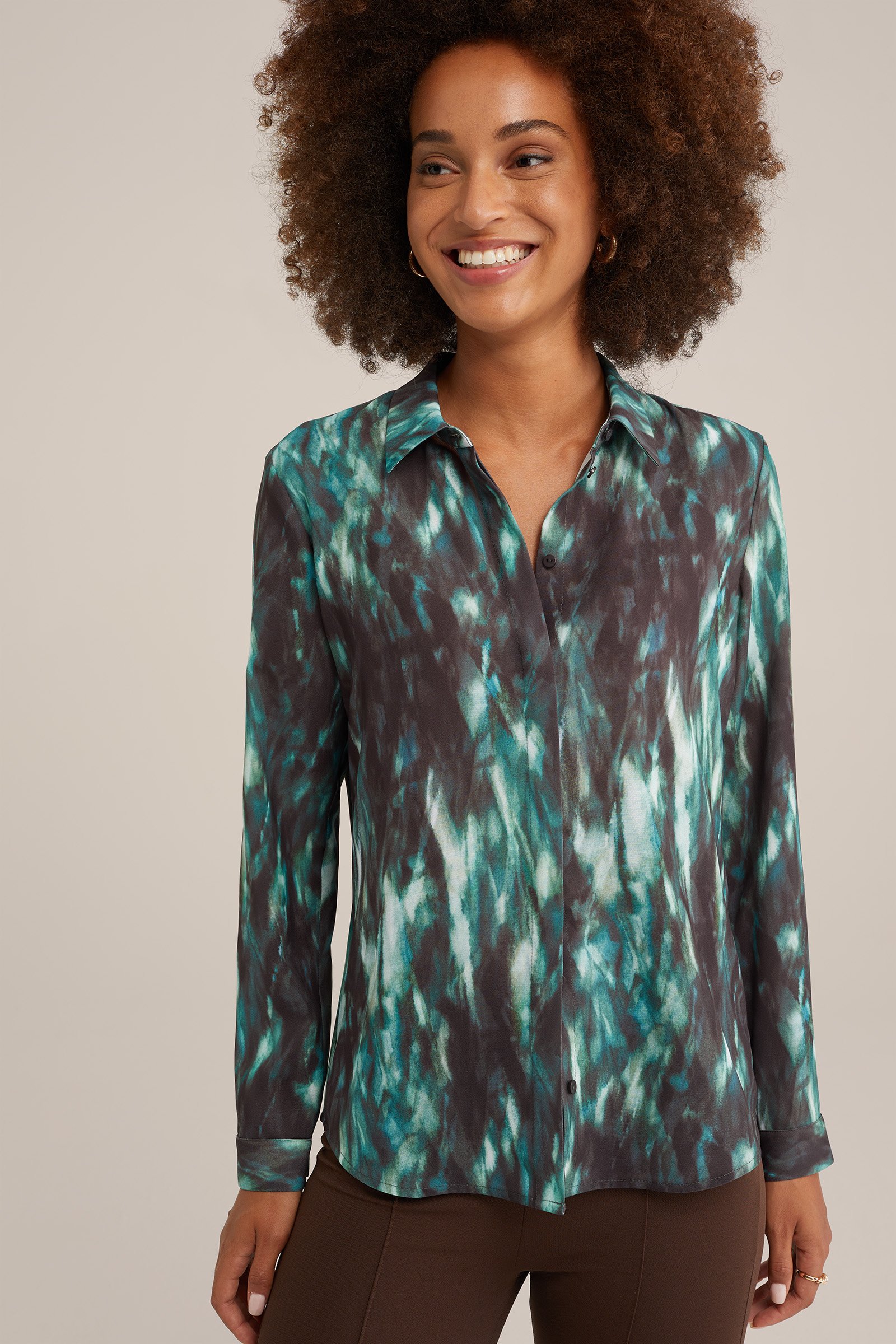 blouse met fijne structuur WE Fashion Felgroen