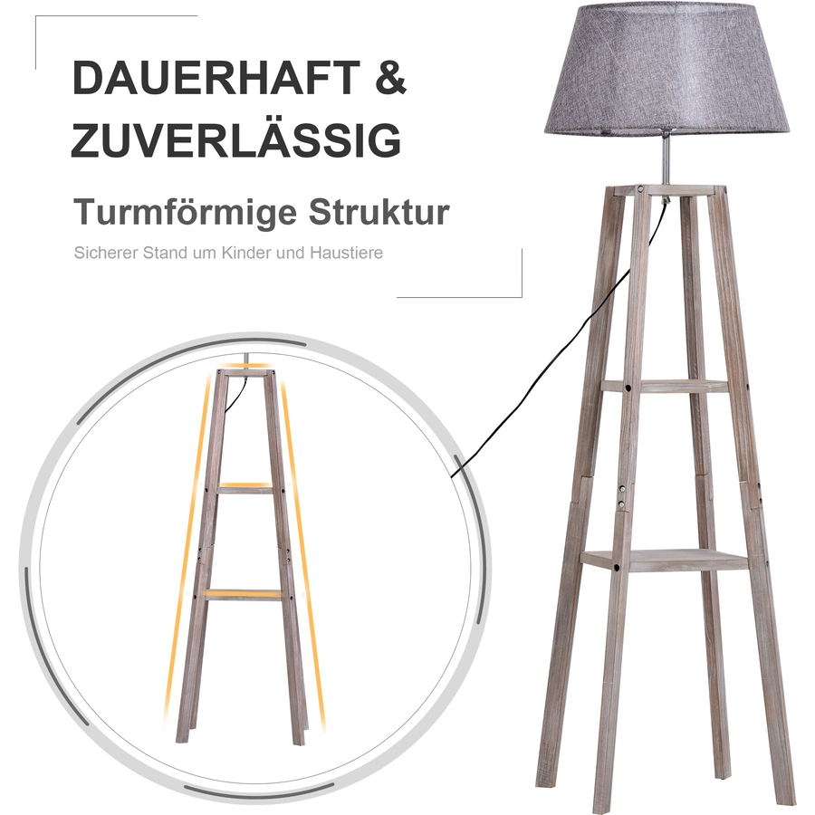 HOMCOM Stehlampe im skandinavischen Stil grau