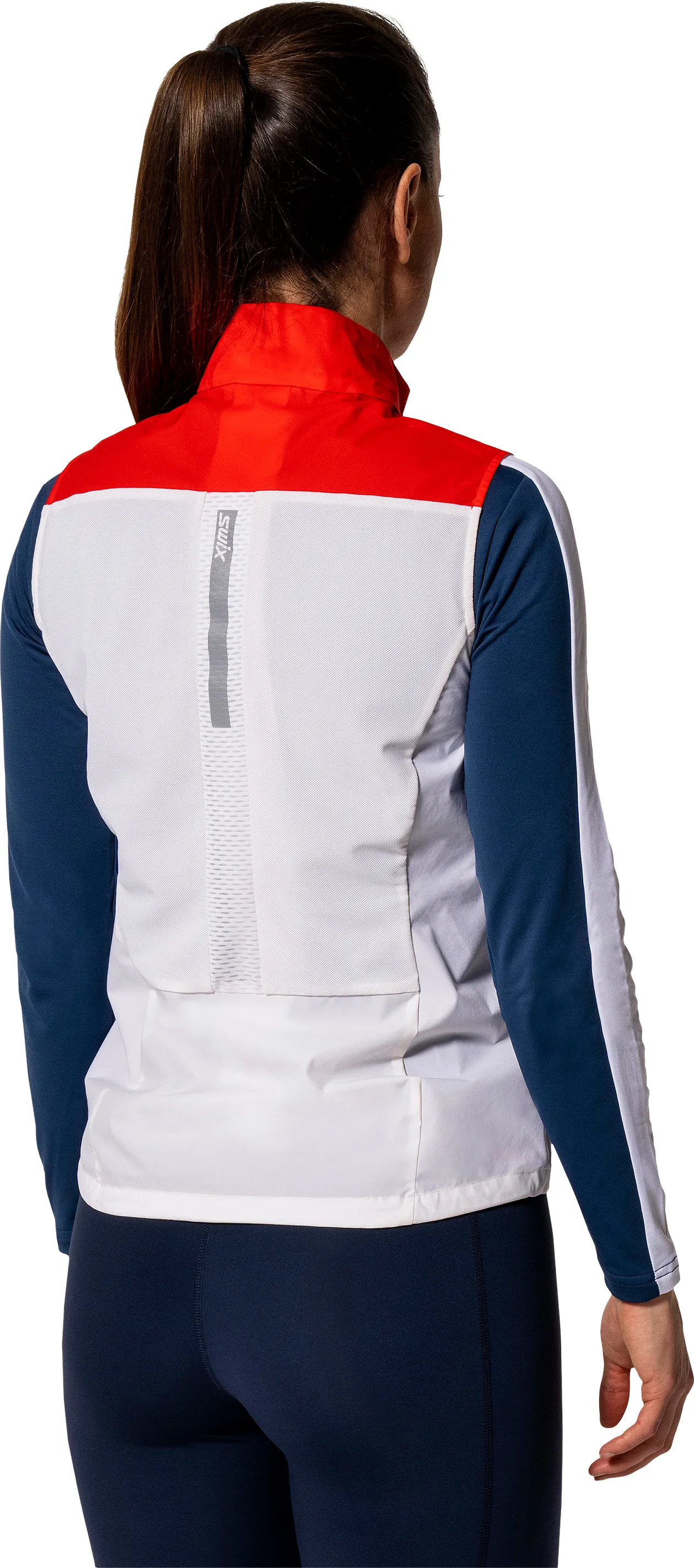 Swix Women's Roadline Wind Vest Bright White/Fiery Red