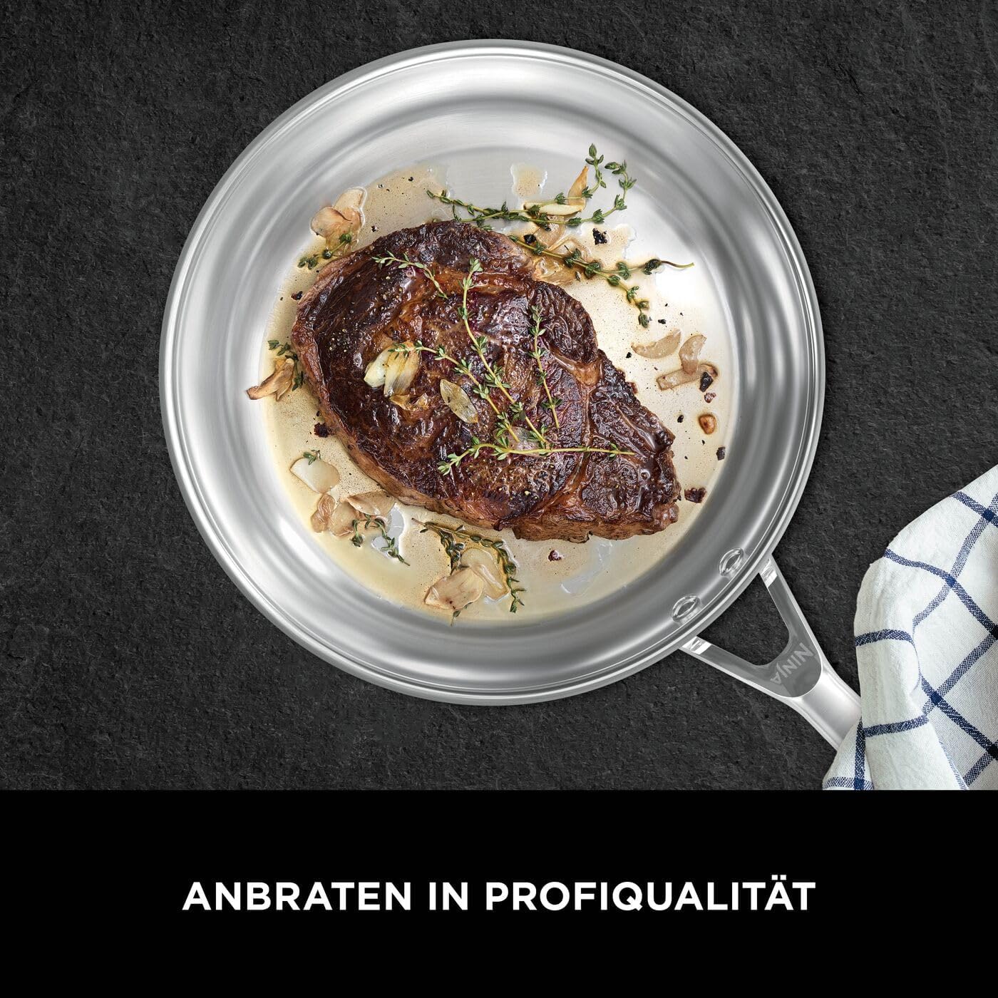 Ninja EverClad Edelstahl-Pfanne (28 cm), geeignet für alle Herdarten, einschließlich Induktion, ofenfest bis 300 °C, Durchgehender Induktionsboden, C90028EUI
