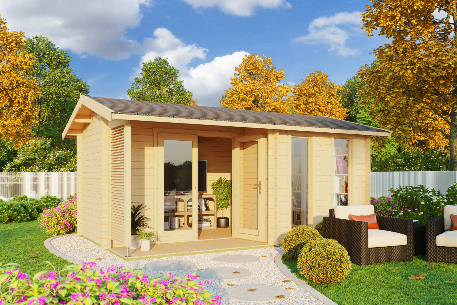 Gartenhaus RIVERSIDE - naturbelassen - Fichte massiv - 480x300 cm