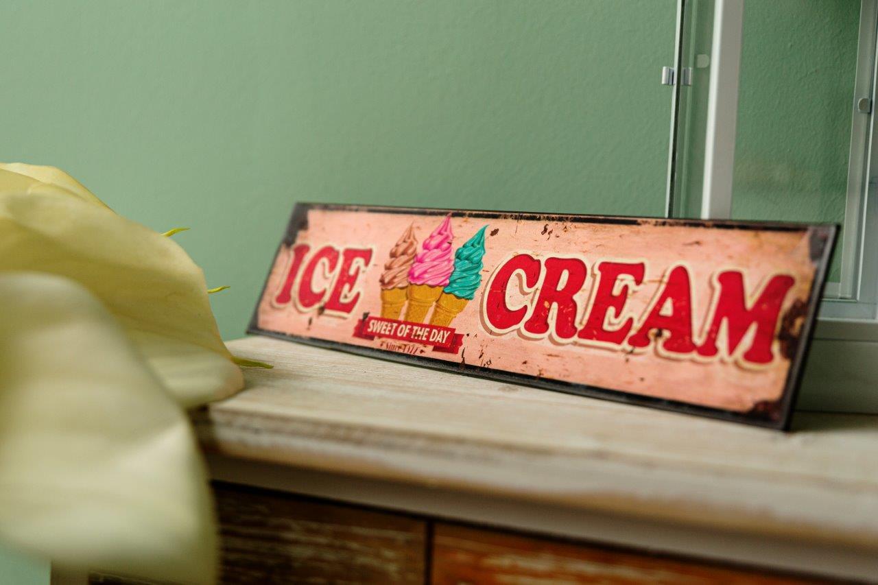 Metallschild - Ice Cream - 40x10 cm