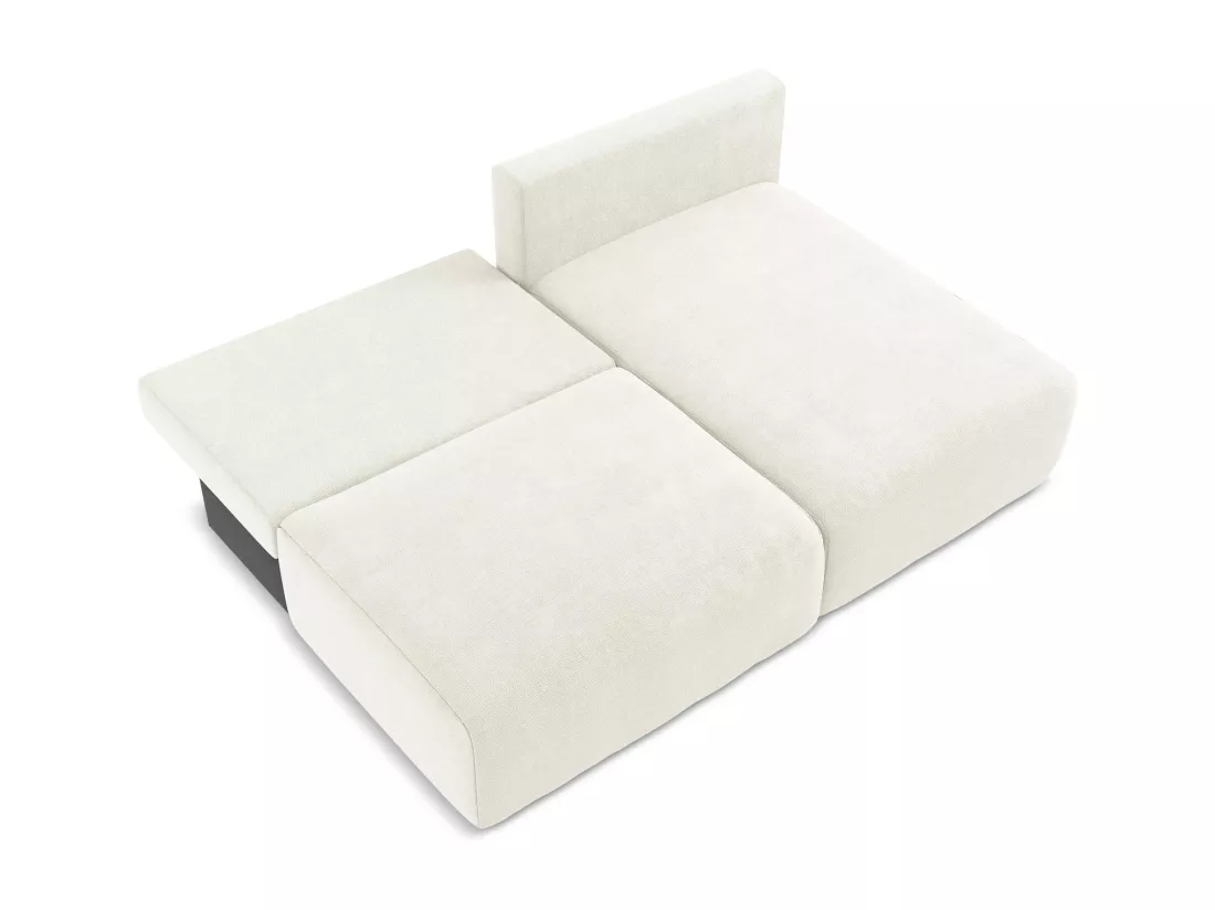 Canapé d’angle 3 places droit sans accoudoir convertible en Chenille - blanc - KONA