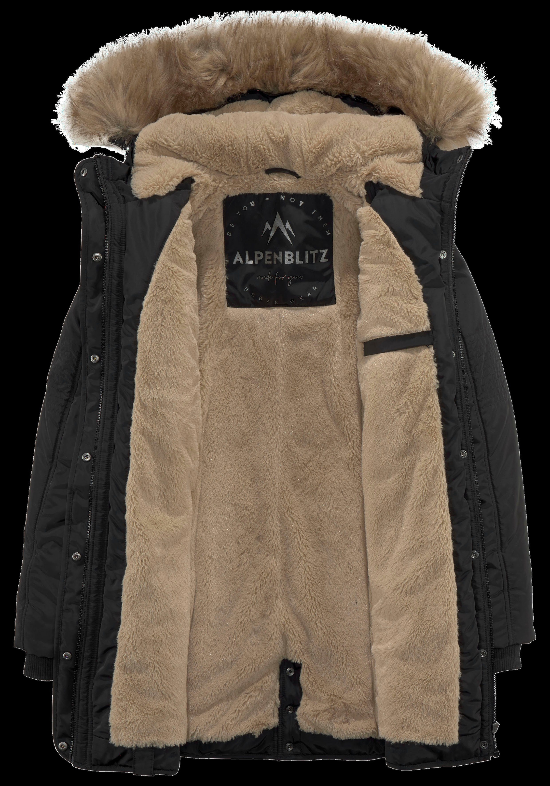 ALPENBLITZ Parka »Wintercharme« mit Kapuze für kalte Temperaturen,  aus Webstoff,  mit Kapuze,  mit Taschen