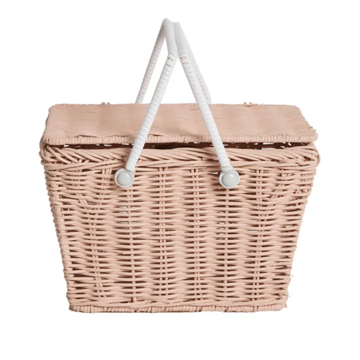 Olli Ella Panier Piki en rotin  | Rose pâle
