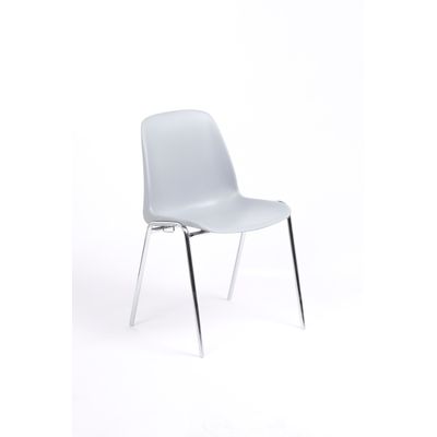 Chaise CHARLOTTE - pieds chromés avec accroches - gris clair