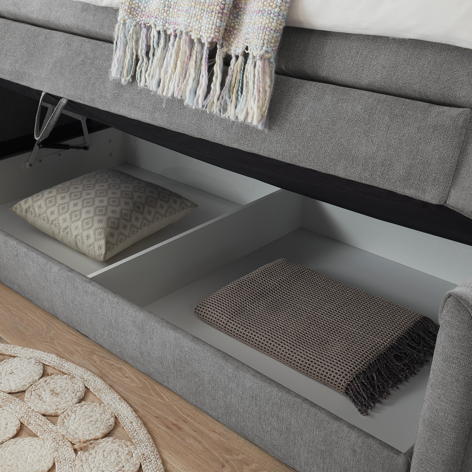 Boxspringbett - dunkelgrau - H2 - 100x200 cm