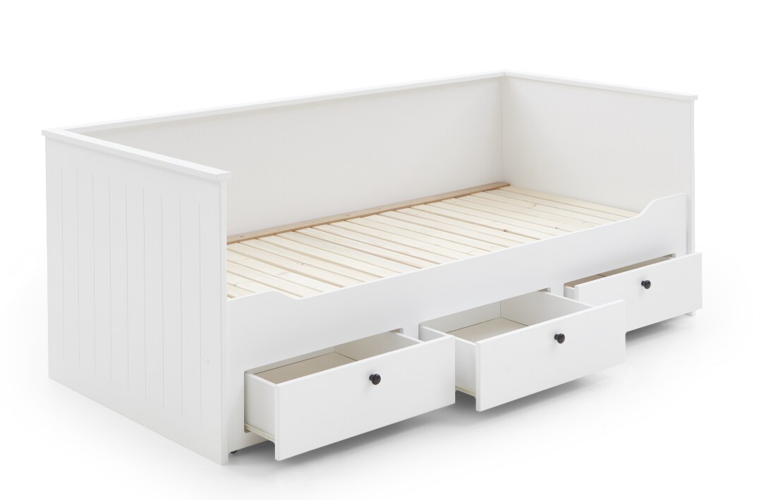 Relita - Funktionsbett KIRA 90/180x200 inkl. Lattenrost und 3 Schubladen MDF weiß
