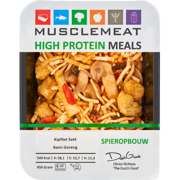 Muscle Meat High Protein Meals Kipfilet Saté Bami Goreng Spieropbouw 450 g