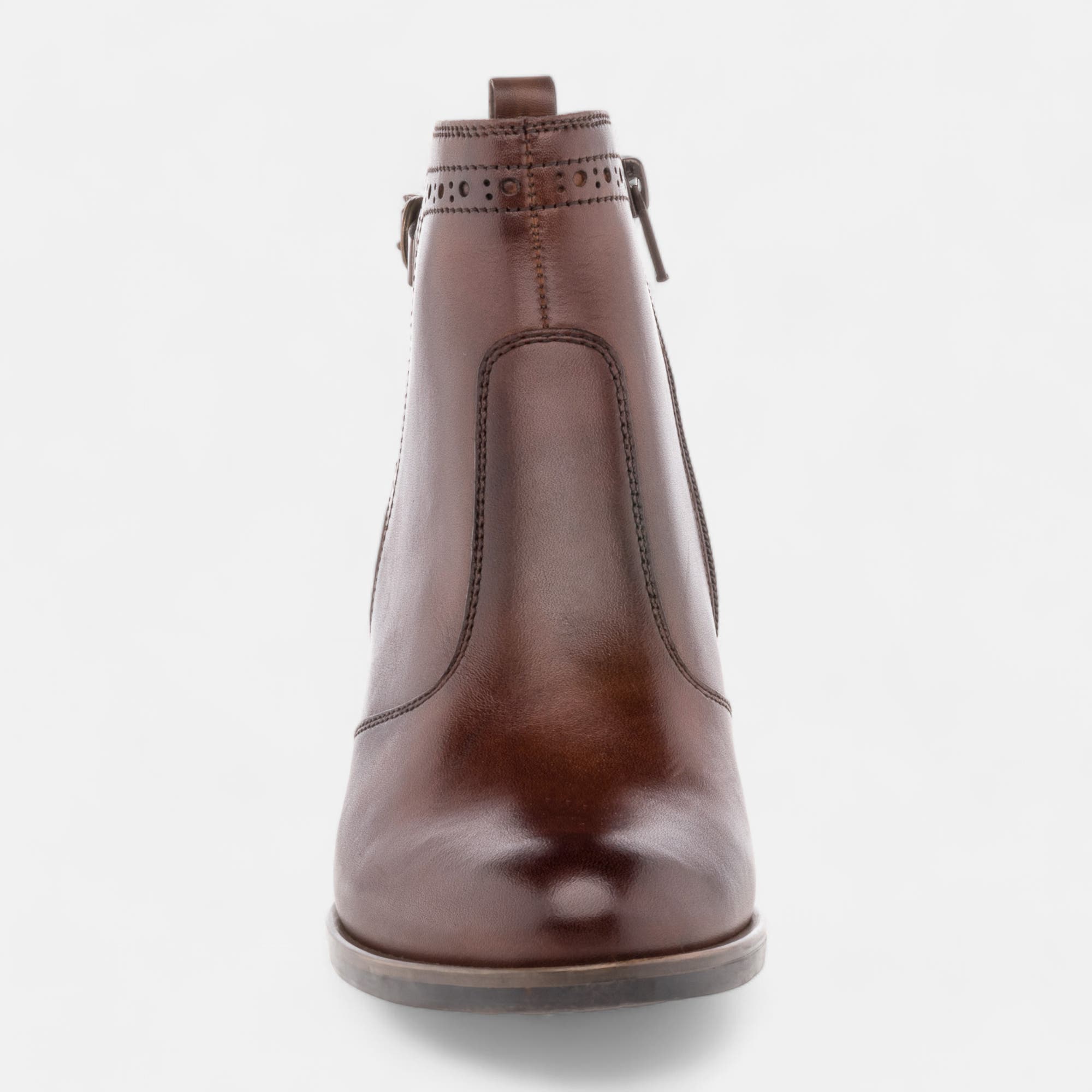 Bottines à talon Femme en cuir cognac
