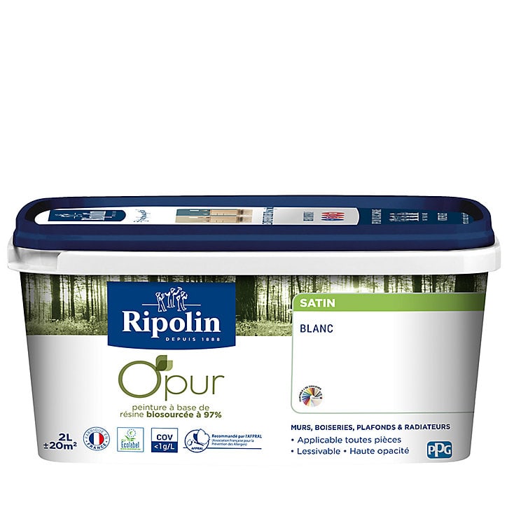 Peinture intérieure Ripolin O'Pur blanc satin 2L