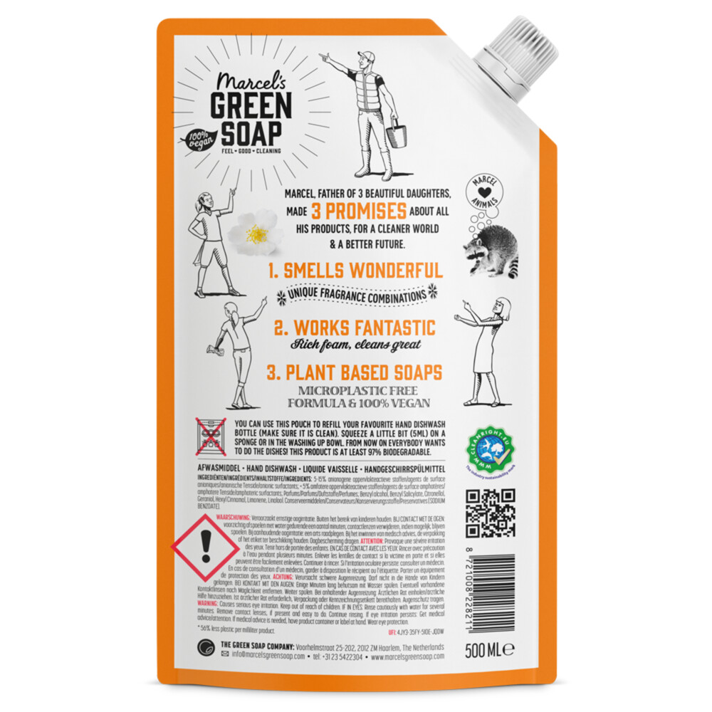 Marcel's Green Soap Afwasmiddel Sinaasappel & Jasmijn Navulling500 ml
