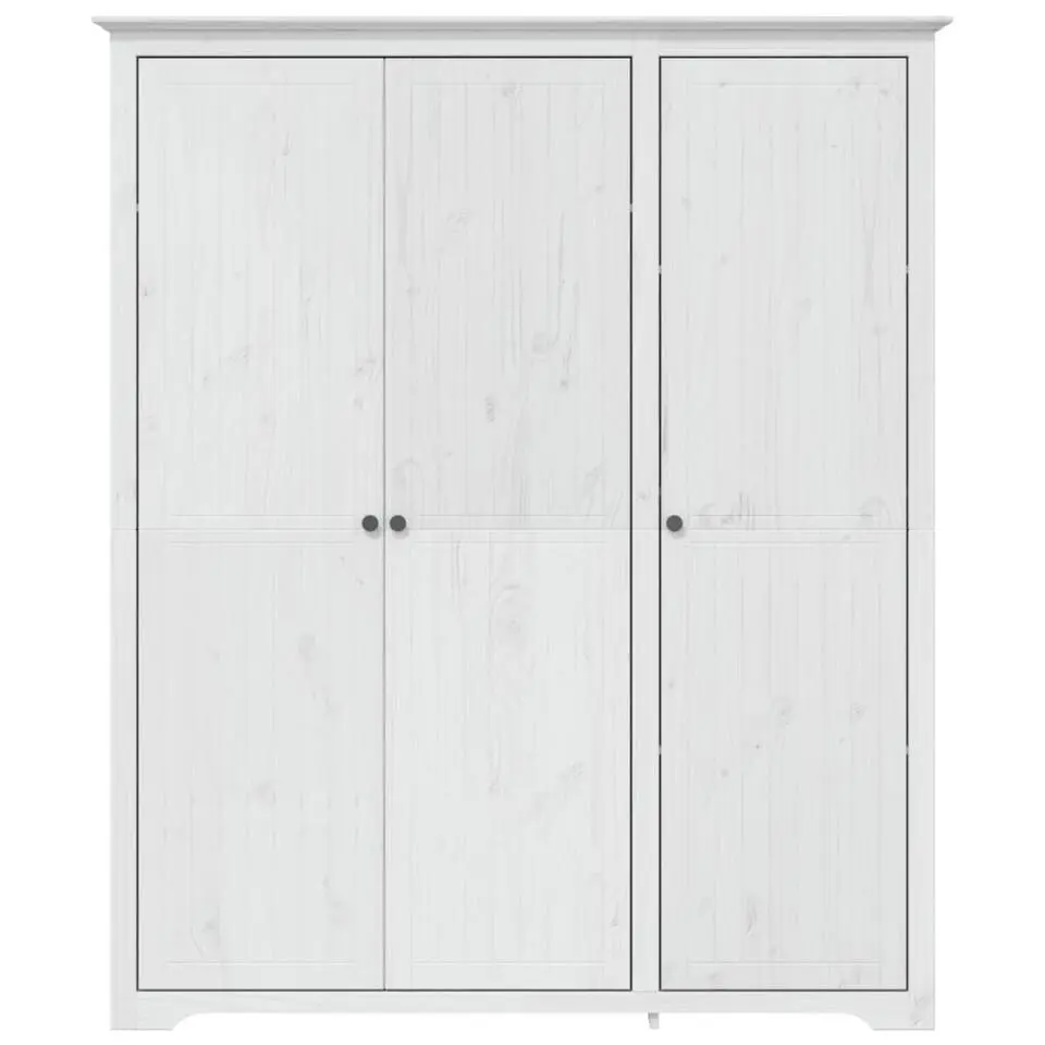 vidaXL - 3-deurs Kledingkast BODO - Massief grenenhout - Wit - 146x53.5x173 cm