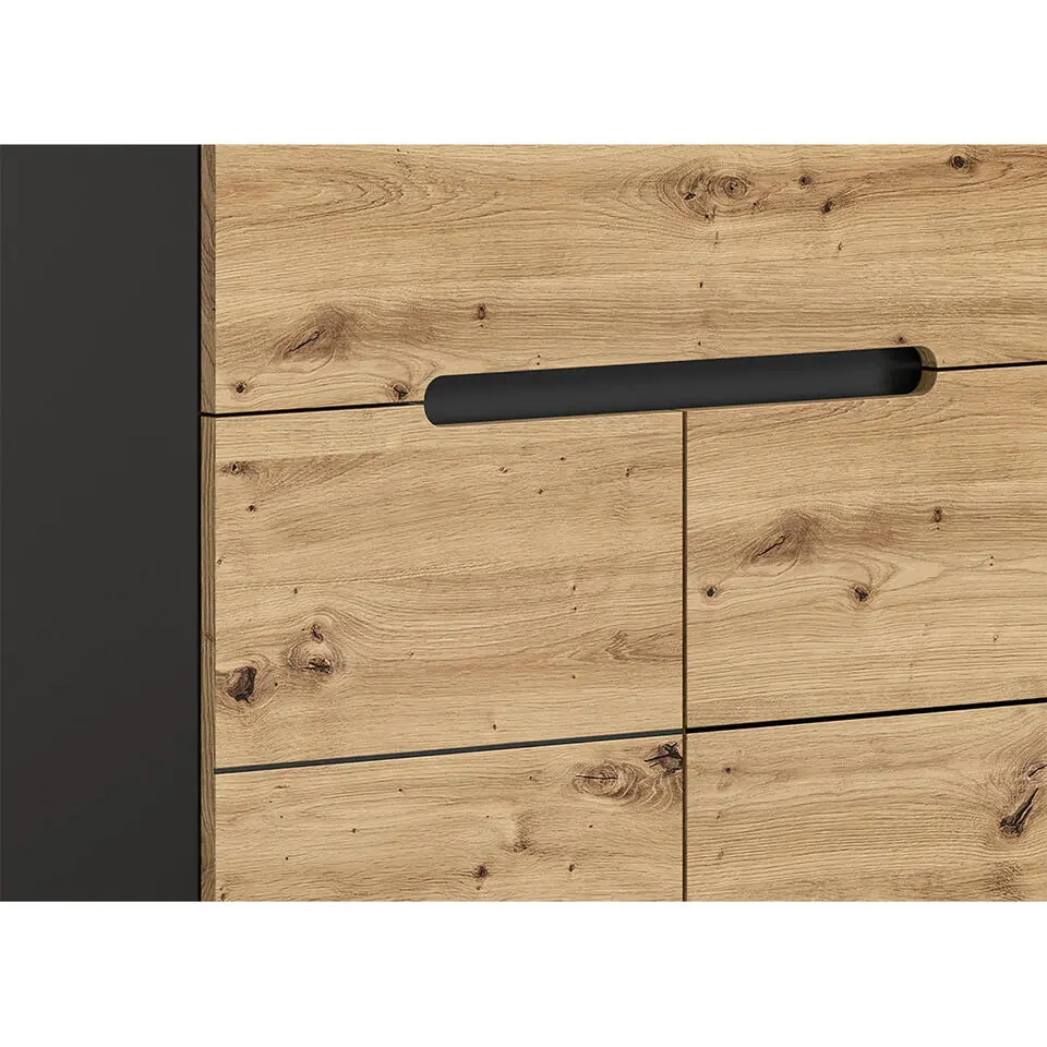 Hioshop Canu kledingkast 1 deur eiken decor- spiegel
