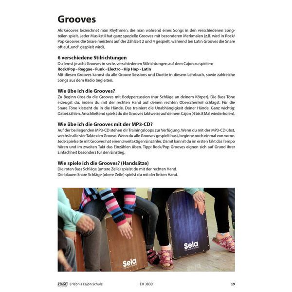Hage Musikverlag Cajon Schule ohne Noten