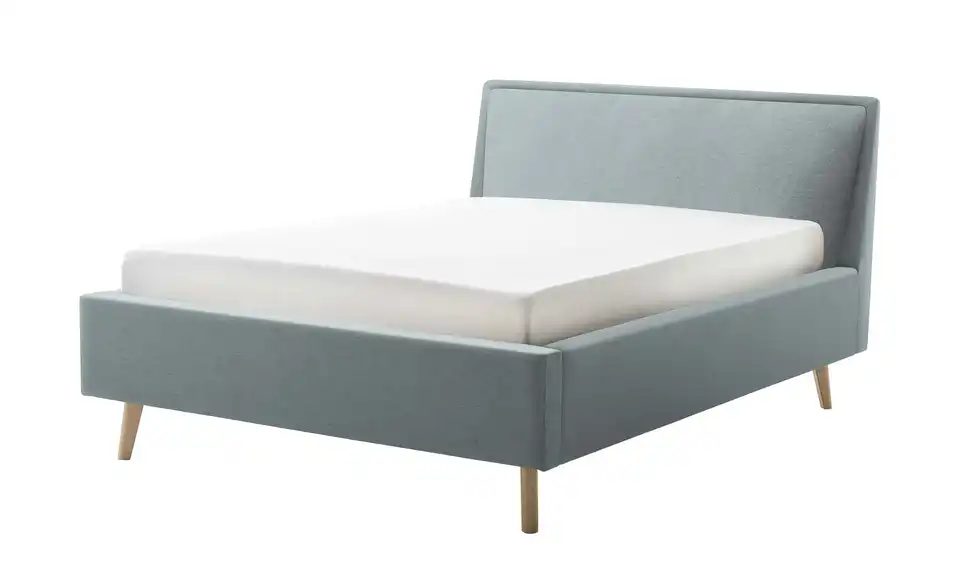 Polsterbett Eisblau 140 cm ohne Bettkasten Eiche