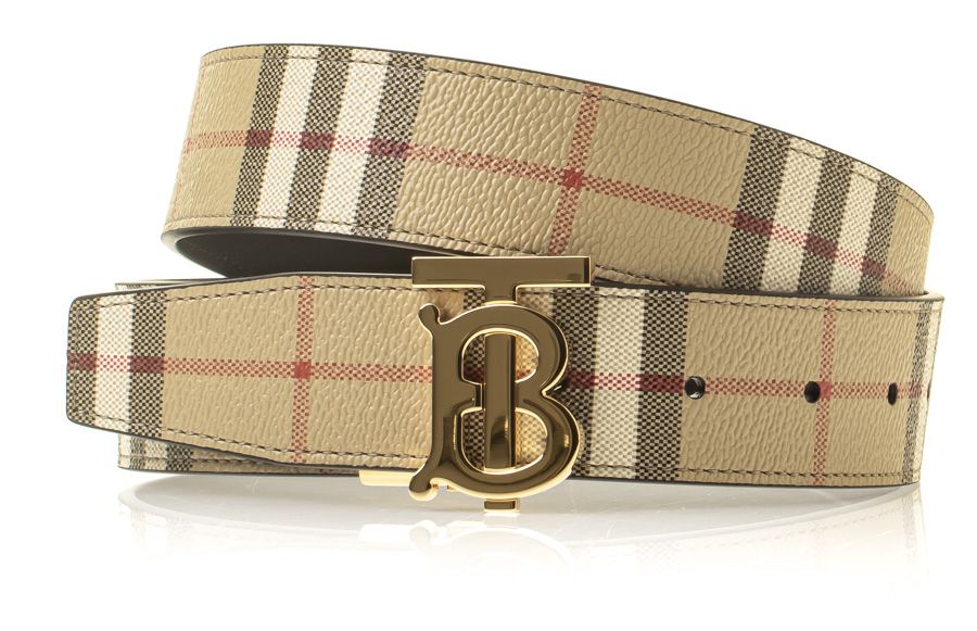 Burberry Check and Leather Reversible TB Belt