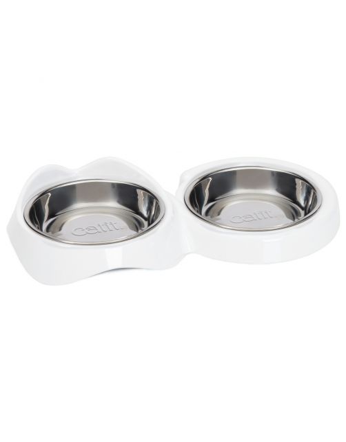 Catit Dubbele Voerbak - Kattenvoerbak - 17.5x32x6 cm Wit