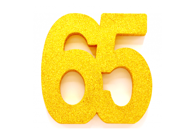 Goud Tafeldecoratie Cijfer 65 Glitter 20,5cm