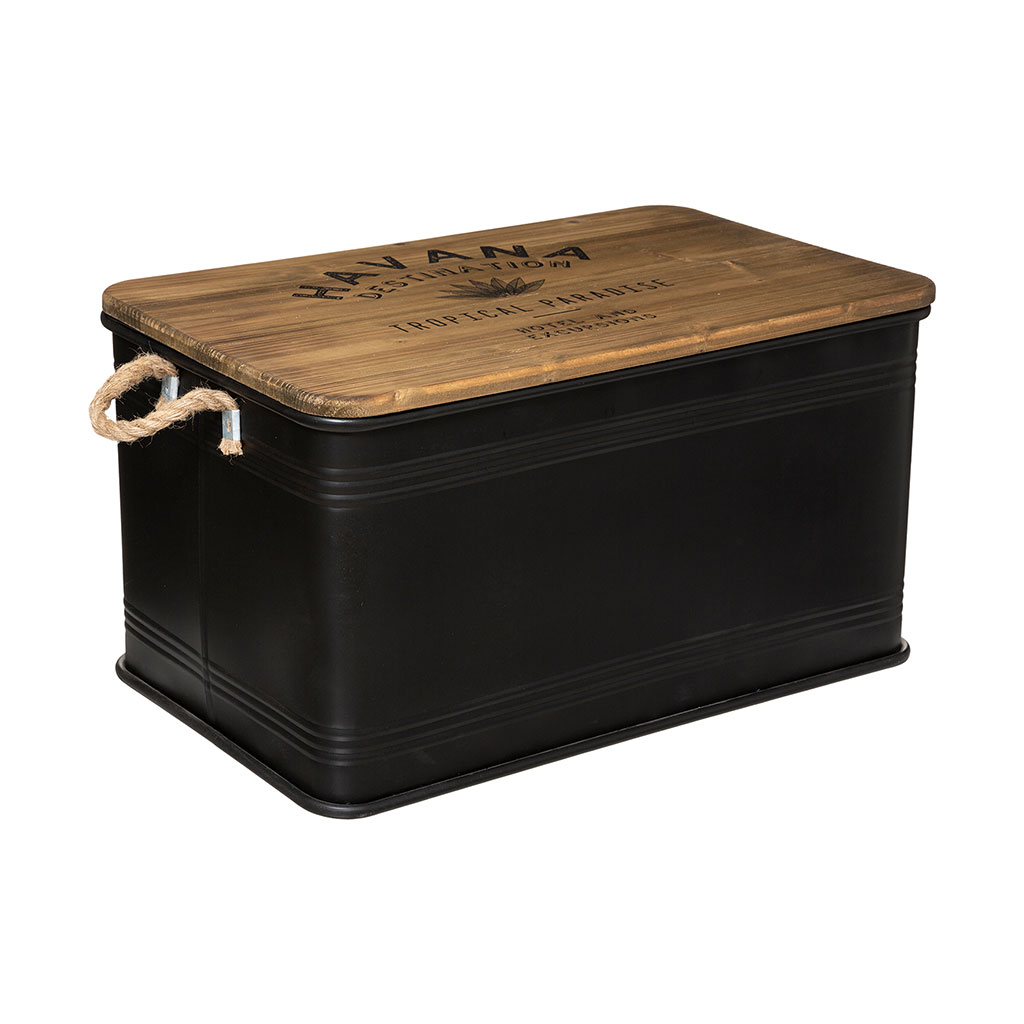 Malle de rangement CUBA métal noire 60.1x33.1x.37.8cm