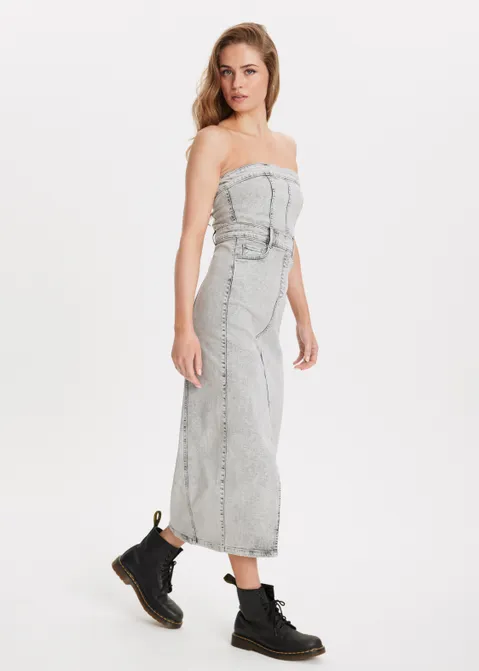 Strapless denim jurk grijs (GRS.L)