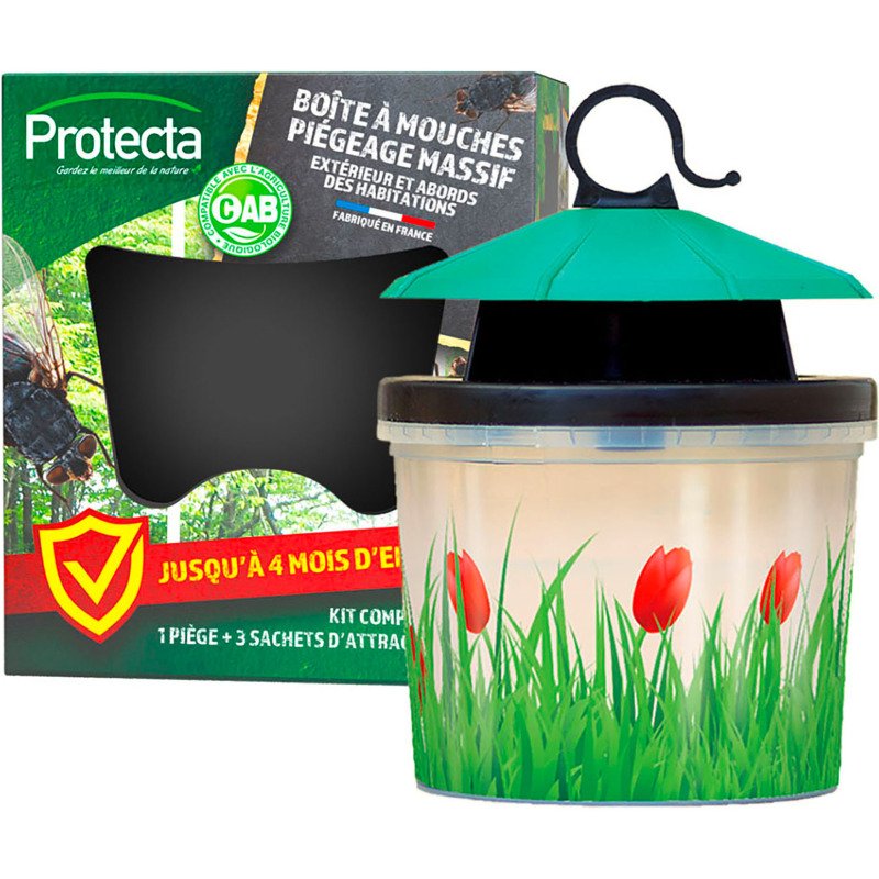 Boîte piège à mouches écologique avec 3 appâts Protecta