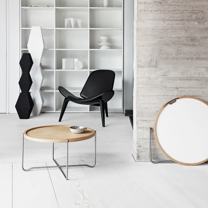 Carl Hansen - CH417 Tray Table, Laminat schwarz / weiss / Eiche geölt
