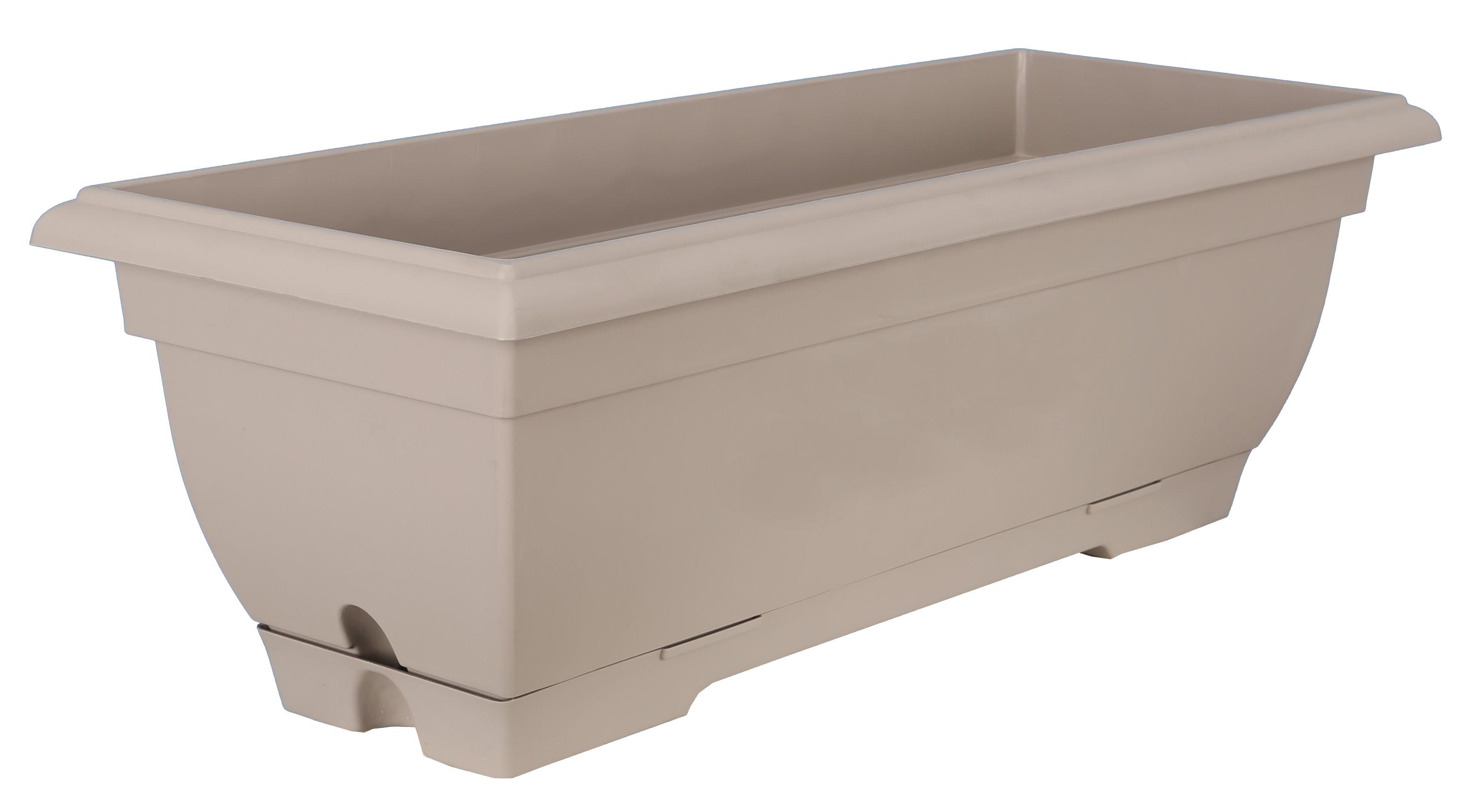JARDINIERE RESINE EVO 50CM AVEC SOUCOUPE CLIPS TAUPE