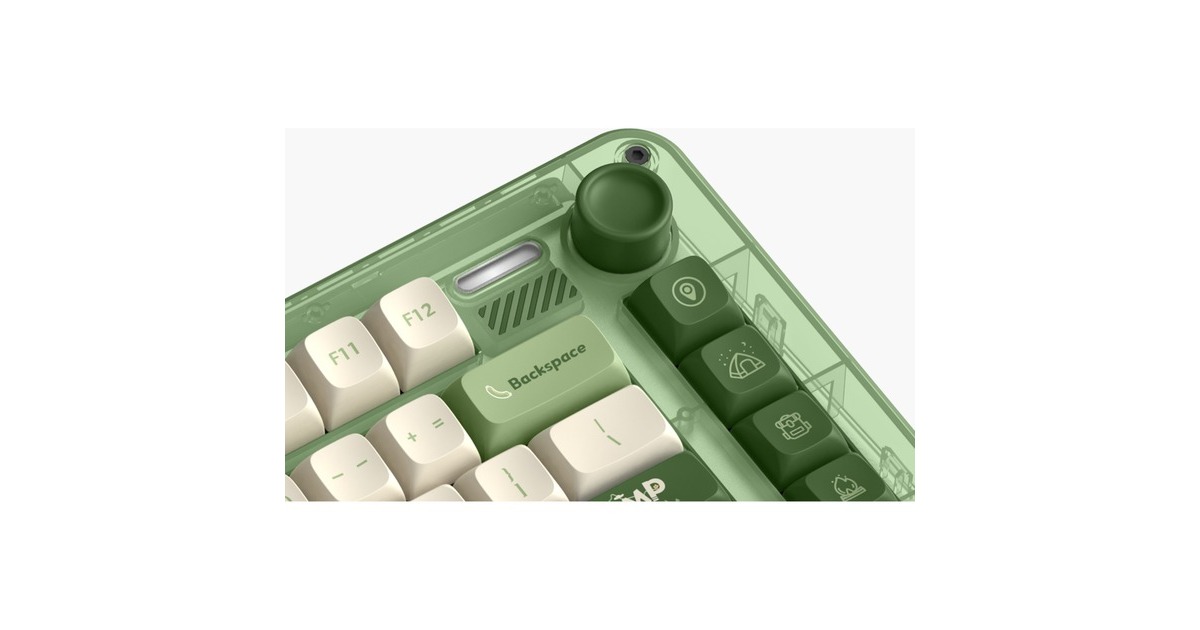 IqunixZX75 Camping Wireless Mechanical Keyboard, gaming toetsenbord  (Groen/oranje, US lay-out, Cherry MX Silent Red, RGB leds, 75%, Hot-swappable, Double-shot PBT, 2.4GHz | Bluetooth 5.1 | USB-C)