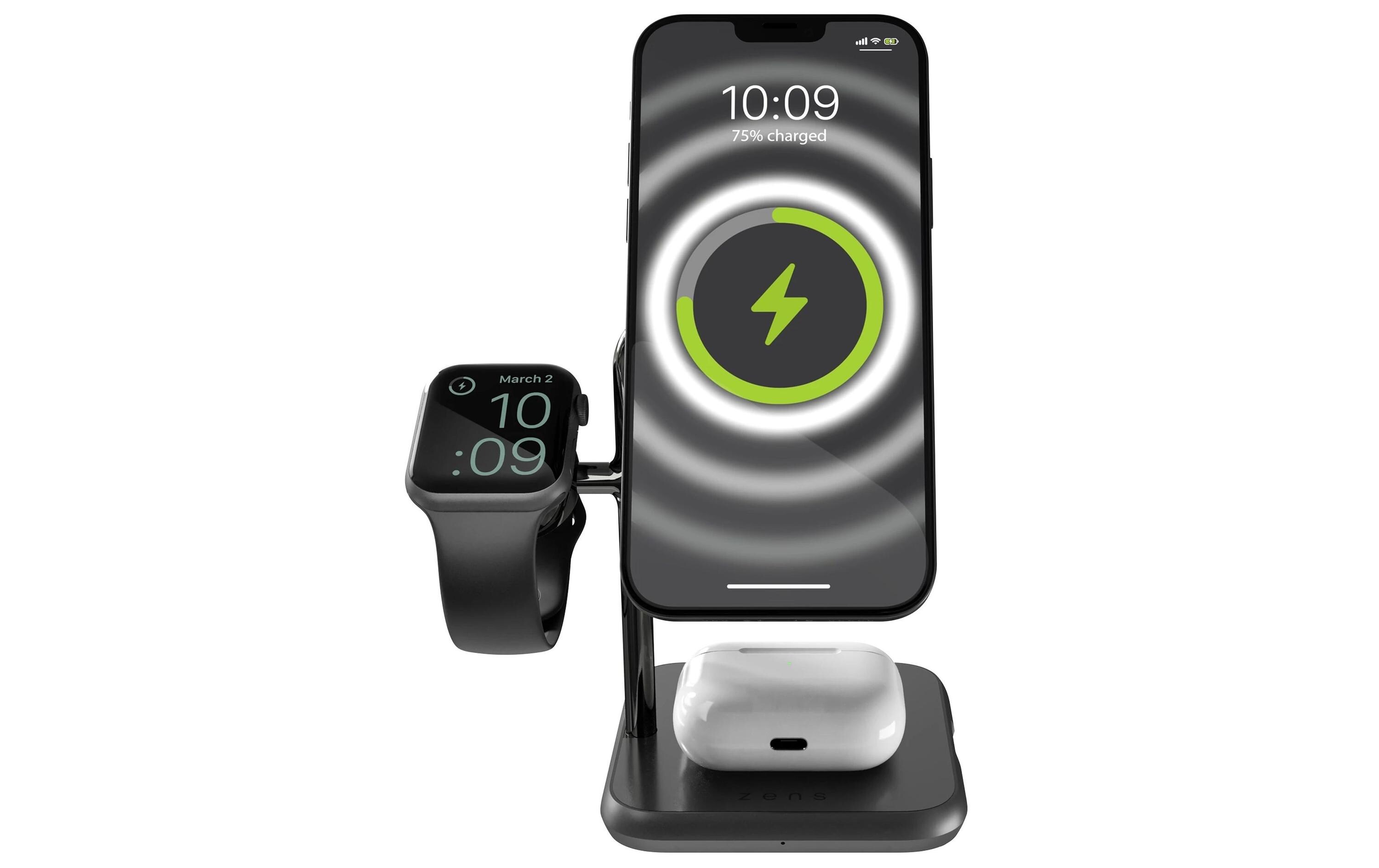 Wireless Charger 4in1 Magsafe Schwarz<br>MagSafe kompatibler 4-in-1-Wireless Charger für iPhone, Apple Watch und AirPods