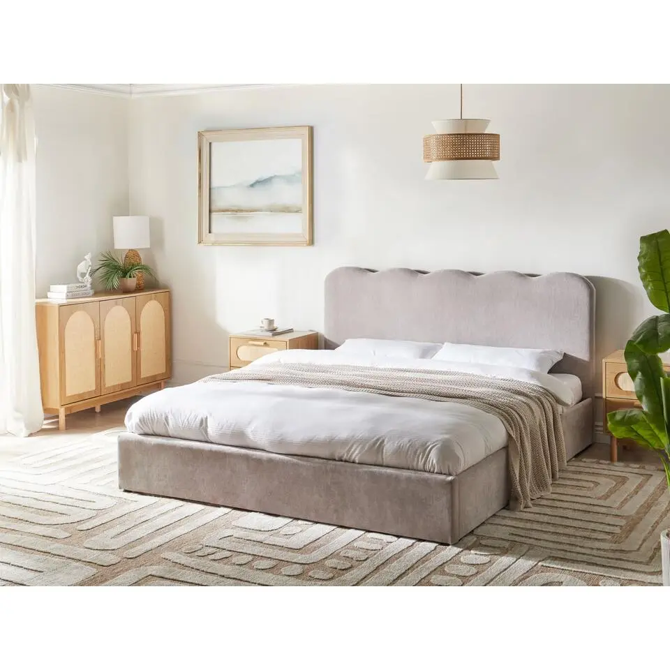 NANTERRE - Bed met opbergruimte - Beige - 180 x 200 cm - Stof