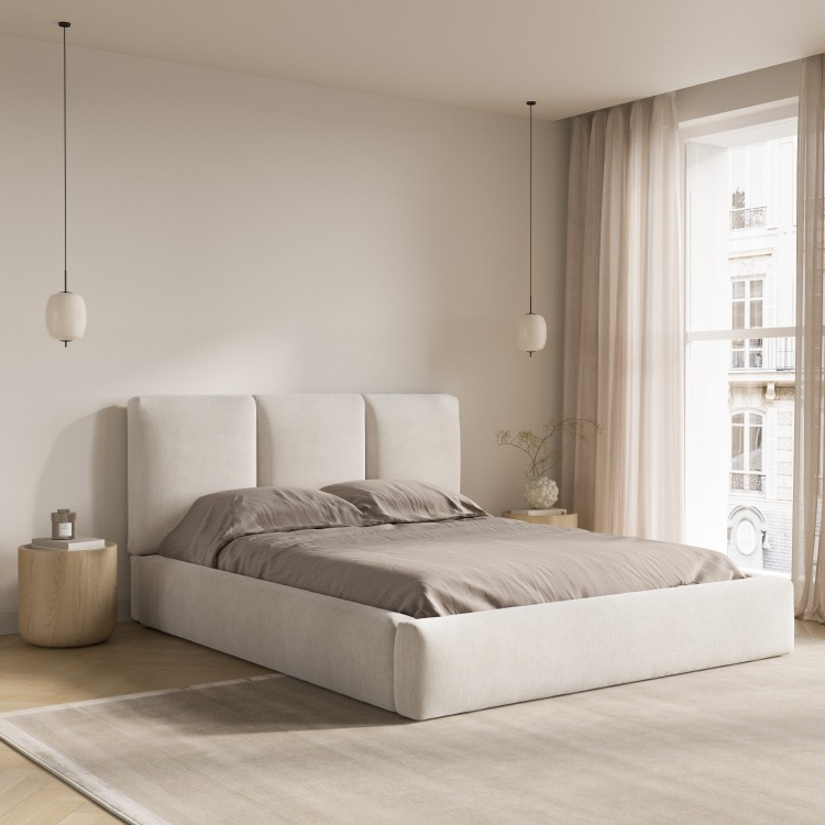 Windsor & Co Horizon Bedframe met Opbergvak - 160 x 200 cm - Chenille - Beige