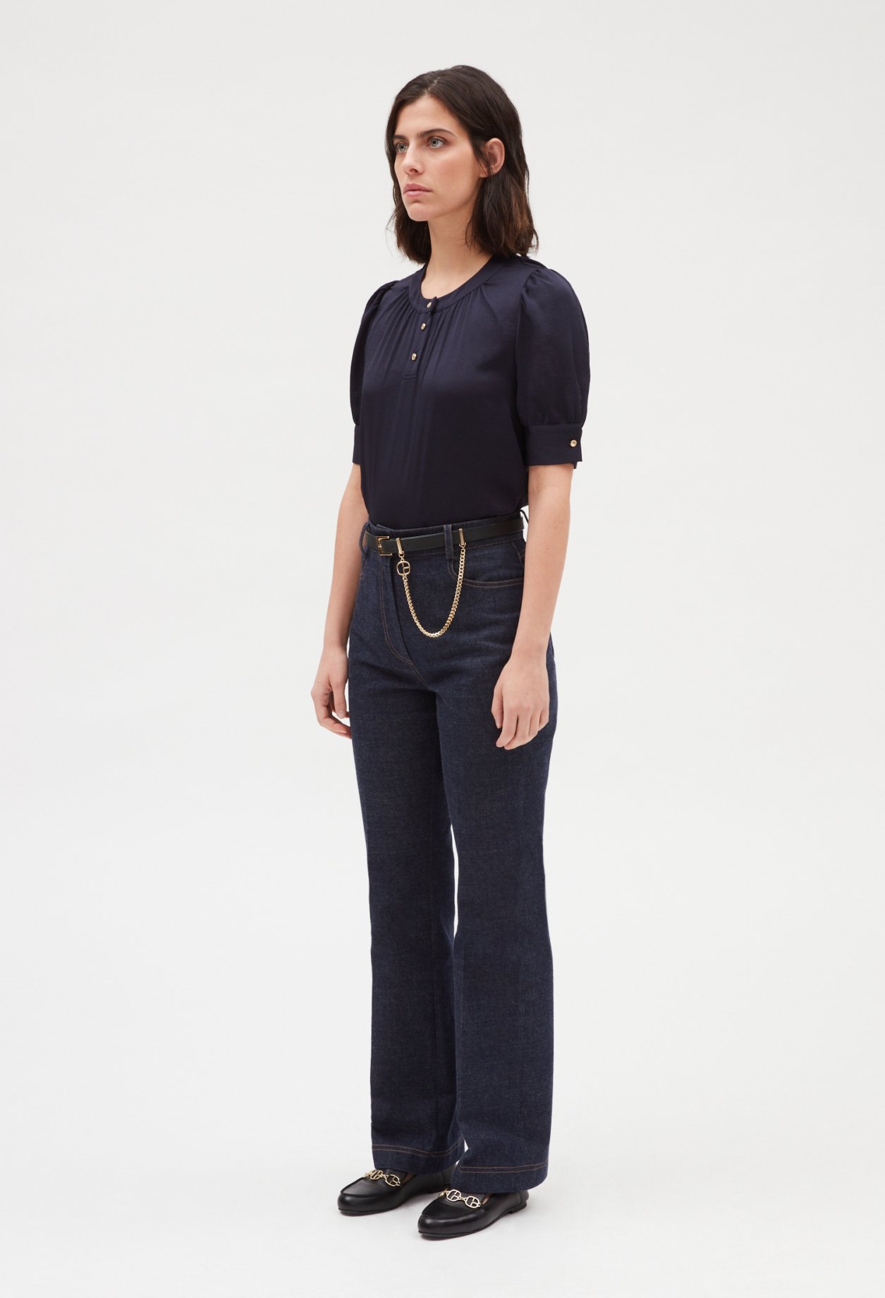 Blouse &agrave; manches courtes marine