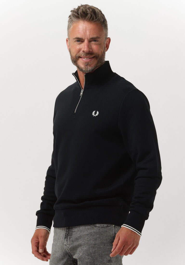 FRED PERRY donkerblauwe fred perry sweater half zip sweatshirt