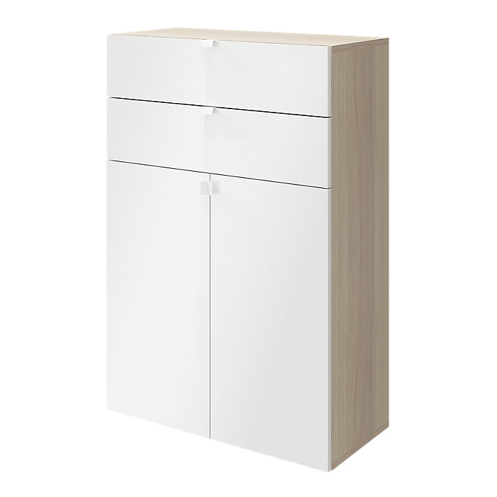 Meuble de rangement effet chêne portes battantes et tiroir blancs GoodHome Atomia H. 112,5 x L. 75 x P. 37 cm