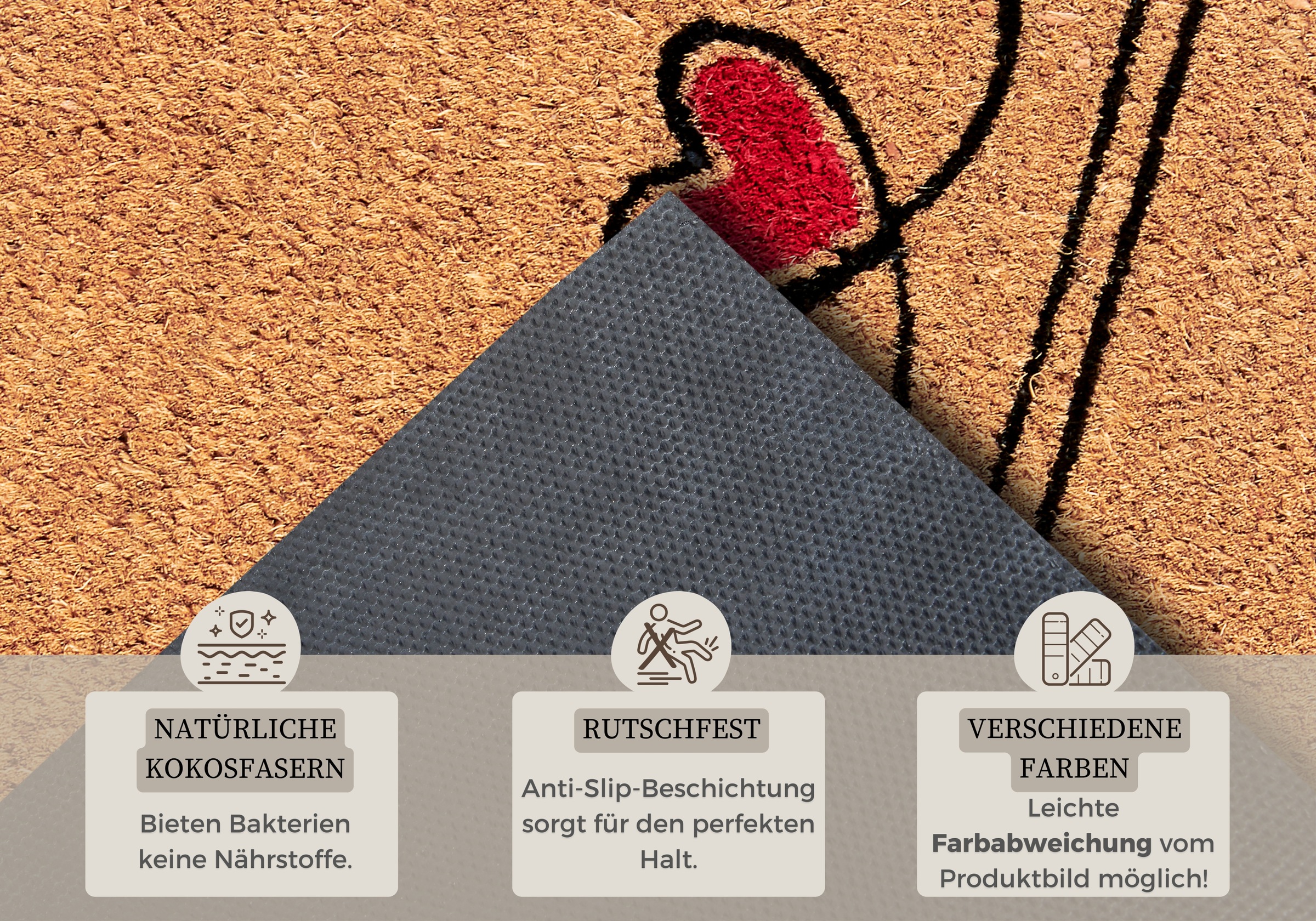 HANSE Home Fussmatte »Kokos Cat Home, Türmatte« rechteckig 15 mm Höhe Schmutzfangmatte, Rutschfest, Outdoor, Innen, Aussen, Kokosmatte, Flur