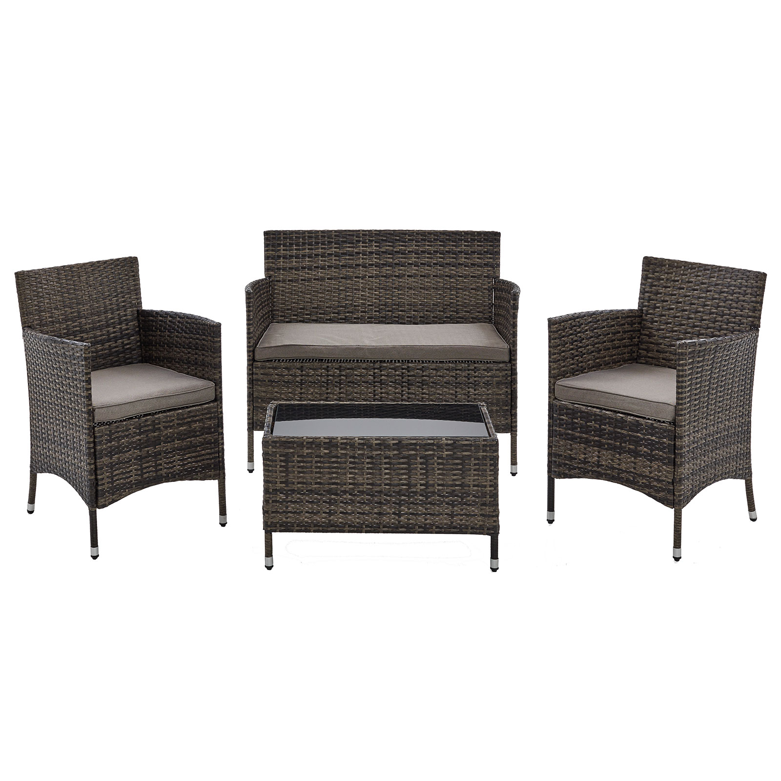 4-teilige Loungegarnitur - braun - Polyrattan