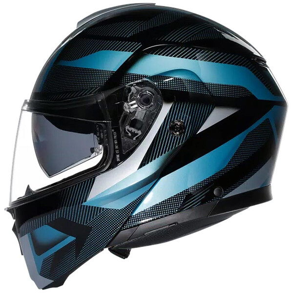 AGV - Casque Streetmodular Ledro Noir Mat / Bleu Clair