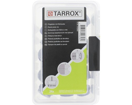 Tarrox viltglijders met schroef, 20 mm rond, bruin, 24 stuks