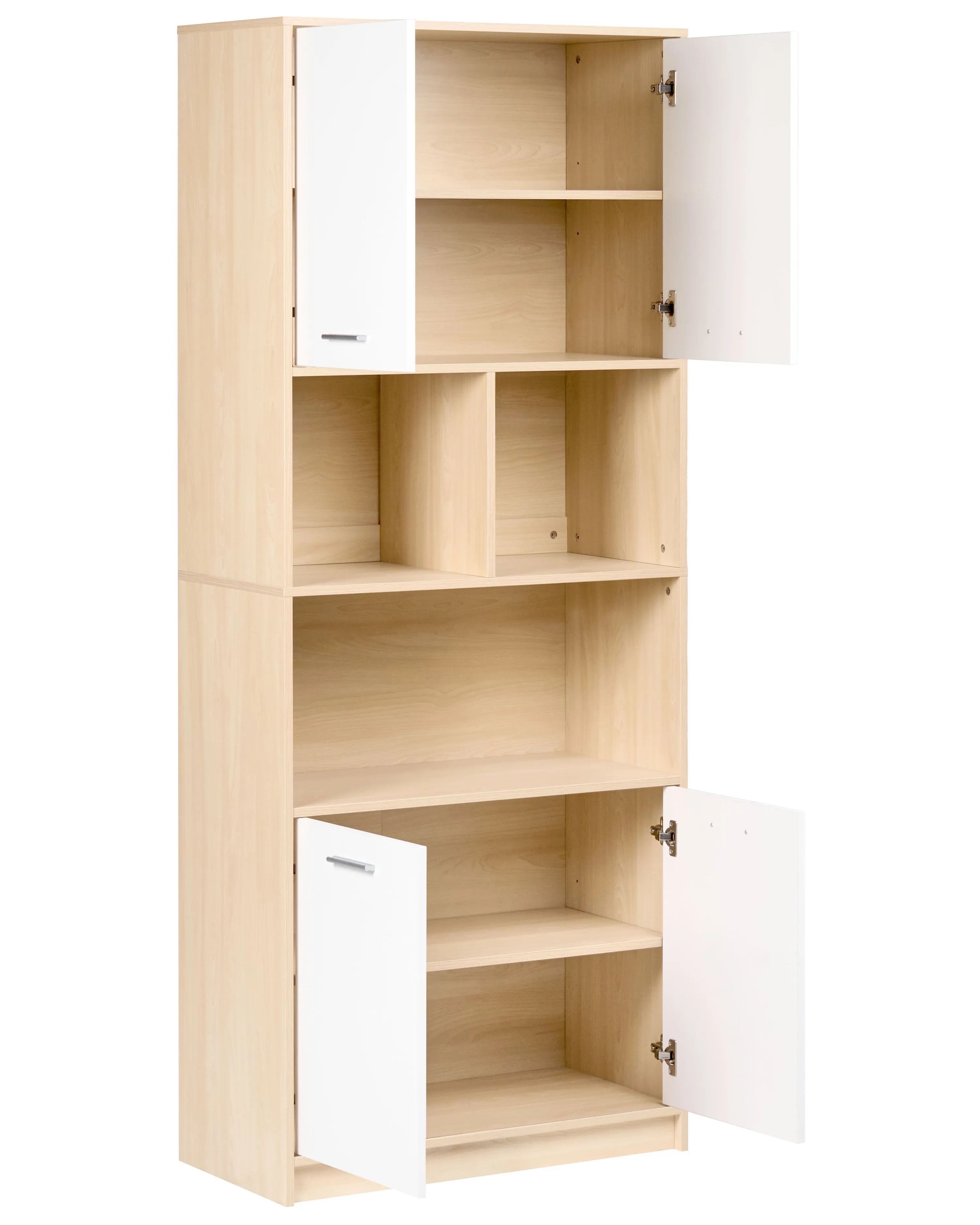 Boekenkast met 4 deuren ZEHNA Lichtbruin/wit