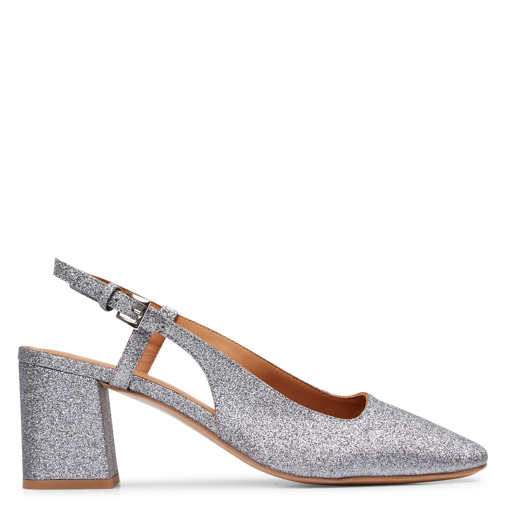 SLINGBACK 617 - Sandales à talon en cuir verni | Argent