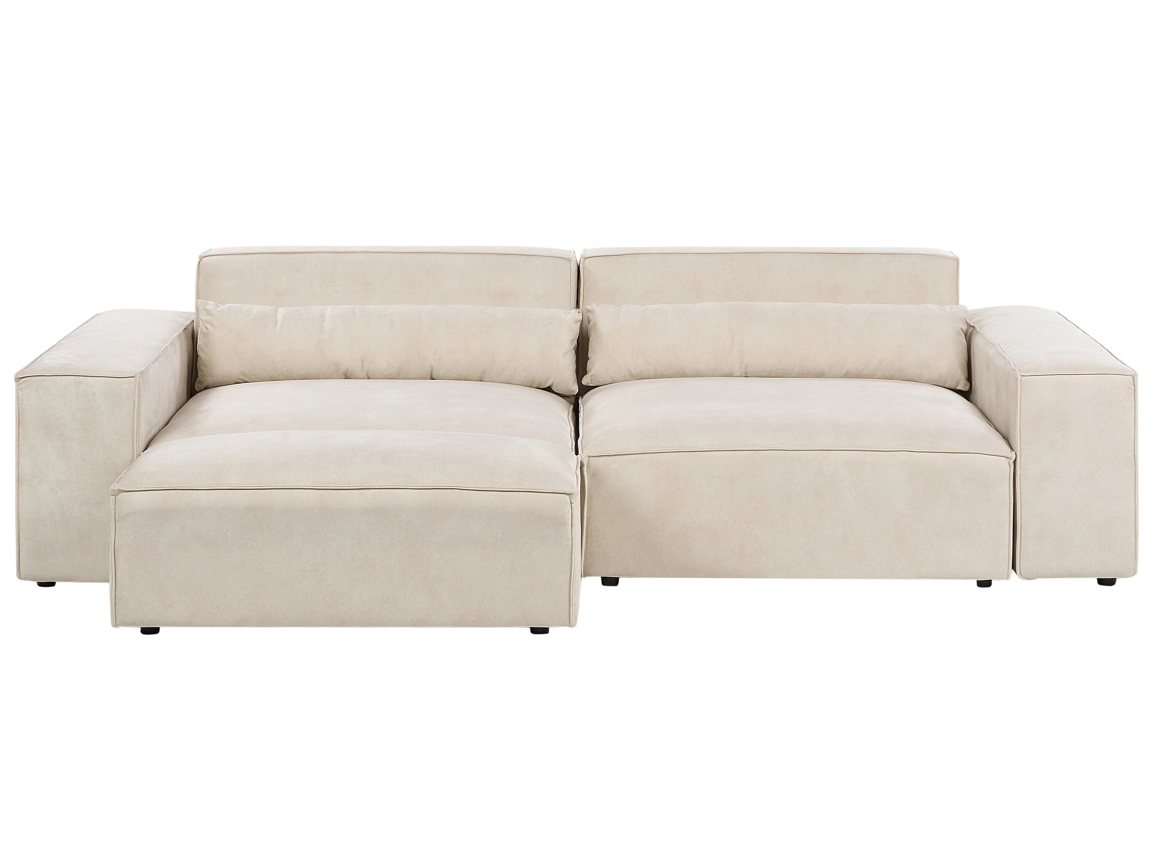 Modulaire bank 2-zits HELLNAR Fluweel Lichtbeige met ottomaan