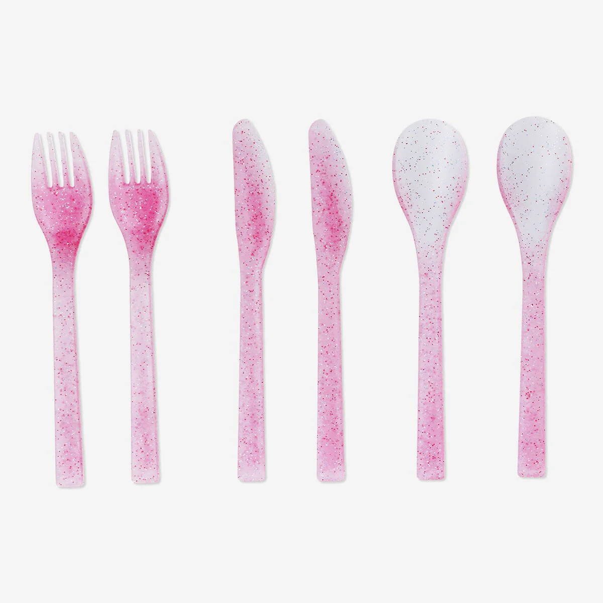 Lyserødt plastikbestik - 6 stk.