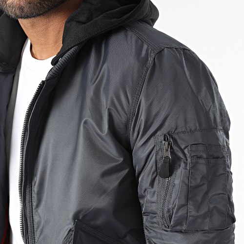 Veste Bomber Capuche Gris