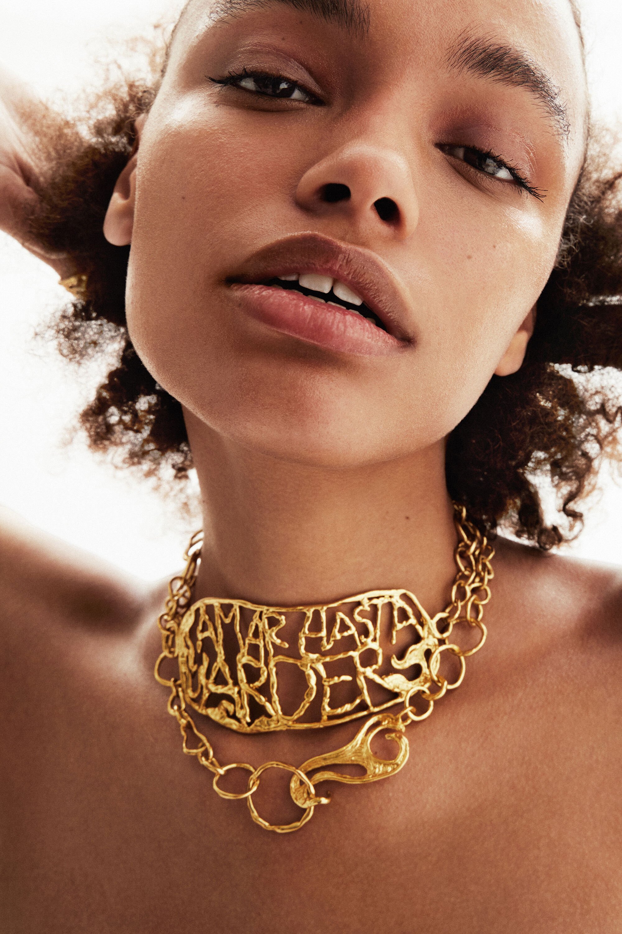 Choker XL message plaqué or Zalio
