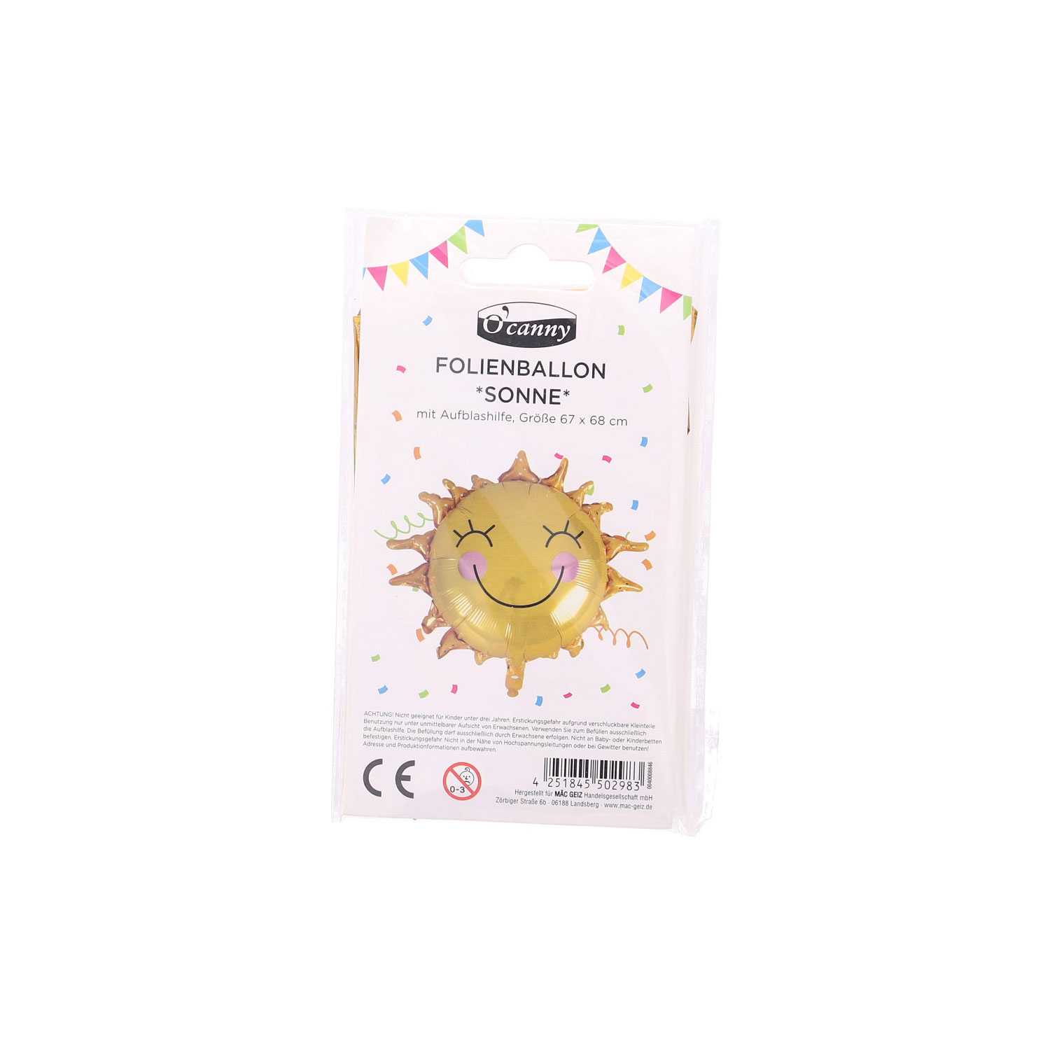 O'Canny Folienballon Sonne 67 x 68 cm