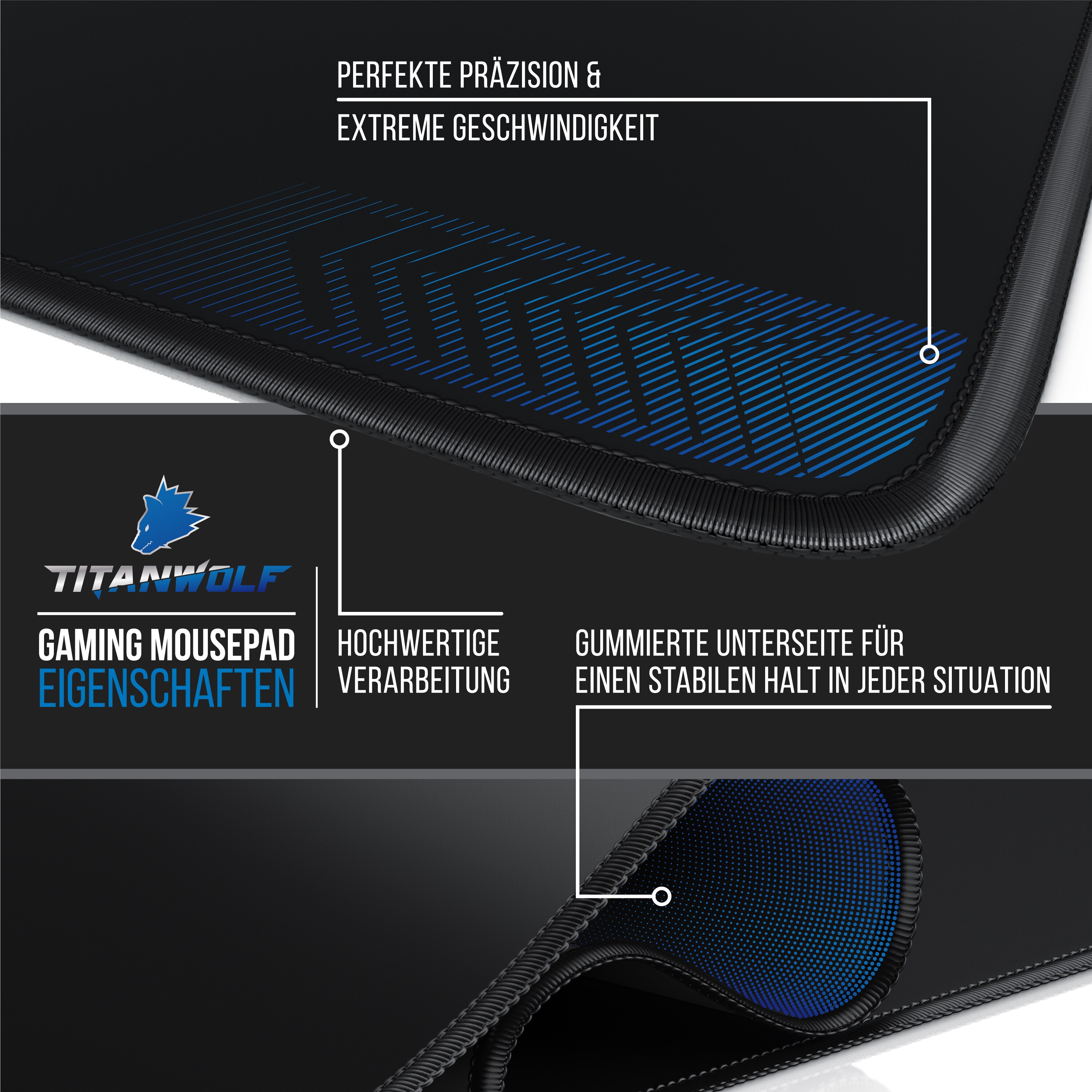 Titanwolf Übergröße Mauspad Gaming 1000x600mm - XXXL Mousepad groß mit Motiv - Tischunterlage Large Size - verbessert Präzision und Geschwindigkeit